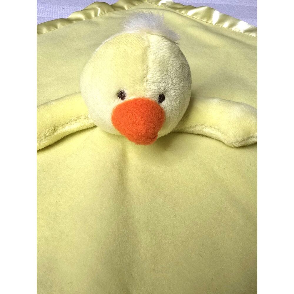 Baby Boom Baby Duck Lovey Security Blanket  Yellow Satin Trim 17” Square